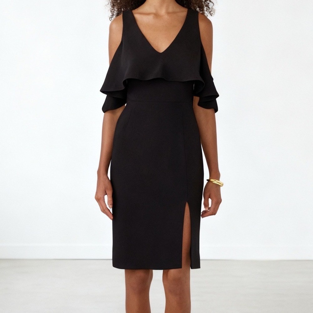 Greylin Cold Shoulder Sheath Dress with Slit Formal Knee Length Selah size Small